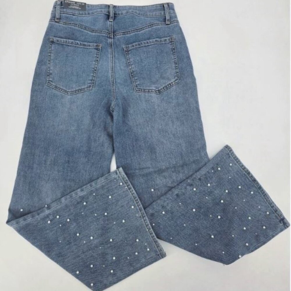 NWT Chico's Pearl Embellished High Rise Wide Leg Jeans size 2.5 US L 14 - Picture 7 of 7